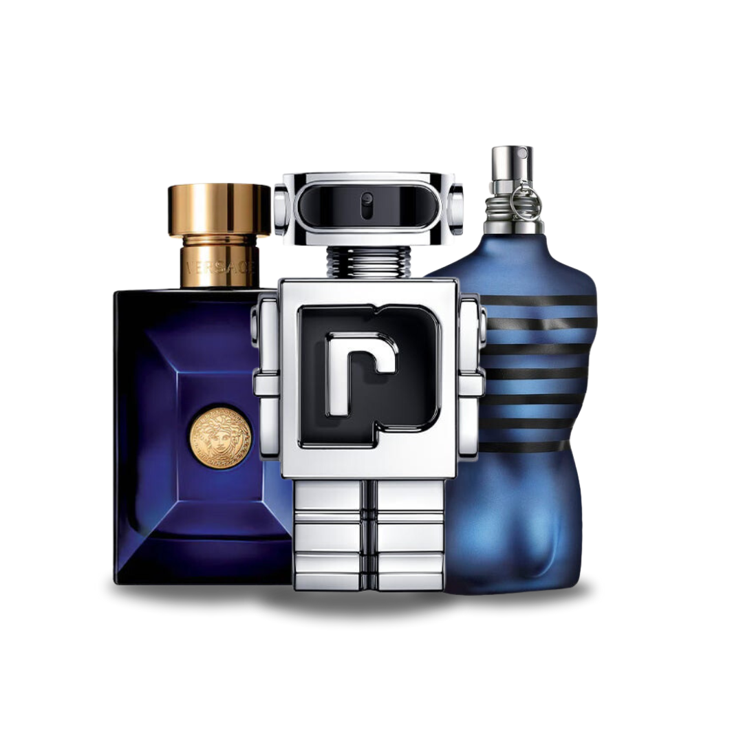 BLACK FRIDAY Combo de 3 Perfumes: Versace DYLAN BLUE, Paco Rabanne PHANTOM y Jean Paul Gaultier ULTRA MALE - 100ml