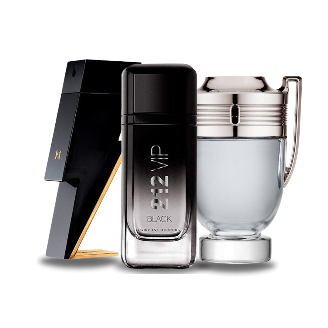 BLACK FRIDAY Combo de 3 Perfumes: Carolina Herrera BAD BOY, Carolina Herrera 212 VIP BLACK y Paco Rabanne INVICTUS - 100ml